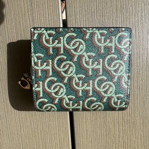 Coach Green Snap Wallet with Signature Monogram Print - NWT